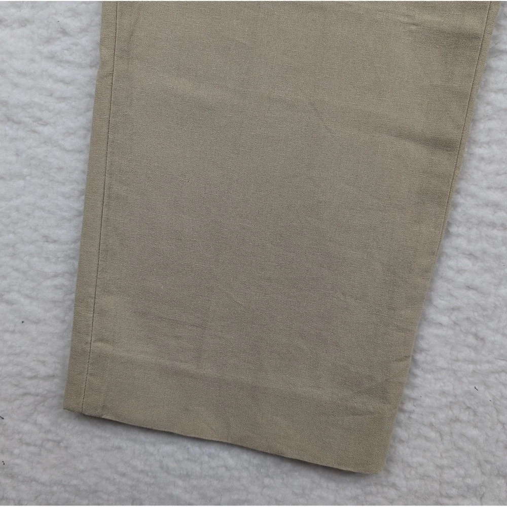 J‎ Crew Linen Blend Chino Pants Men's 33x30 Khaki Flat Front Straight Leg